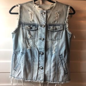 Denim distressed  vest